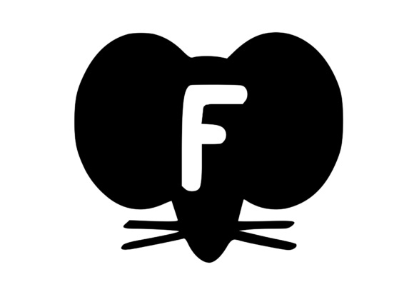 Cute Cartoon Mouse with Mono F: Graphics for Crafts