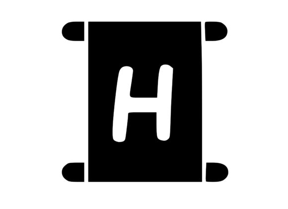 Old Scroll with Playful Mono H for Graphics and Crafts