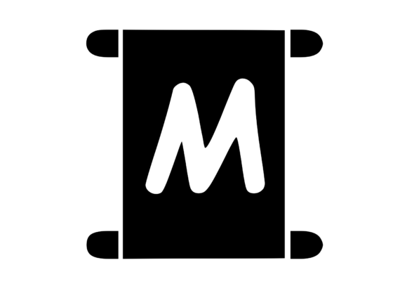 Old Scroll with Playful Mono M Graphics for Crafts