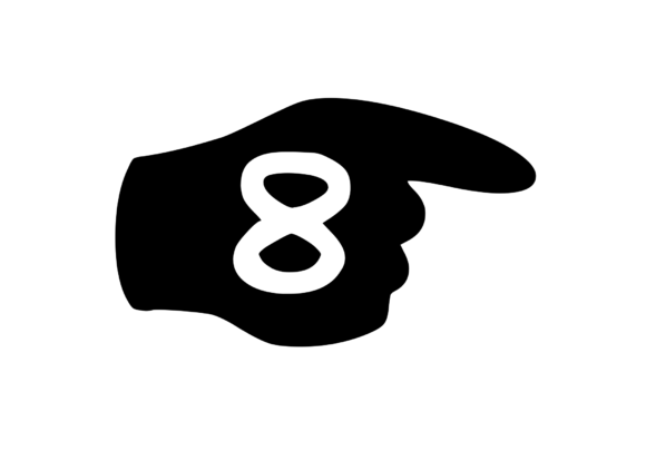 Pointing Hand with Playful Mono 8 Graphics for Crafts