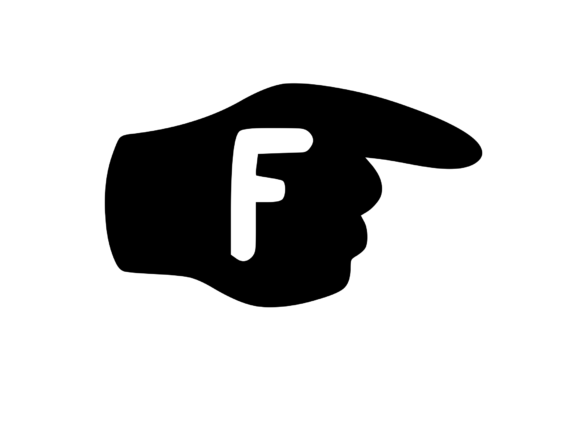 Pointing Hand with Playful Mono F: Graphics for Crafts