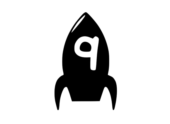 Space Rocket with Playful Mono 9 Graphics for Crafts